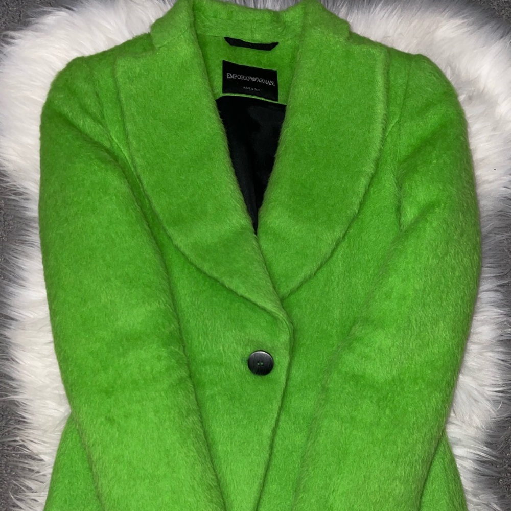 Green Armani Fur Blazer with matching skirt- 2 piece